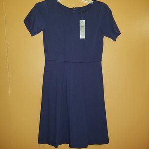 $119 ANN TAYLOR 00-PETITE BLUE SHORT SLEEVE DRESS